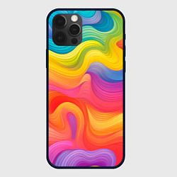 Чехол для iPhone 12 Pro Красочные разливы, цвет: 3D-черный