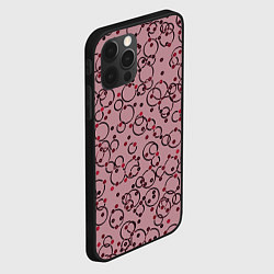 Чехол для iPhone 12 Pro Абстракция круги розовый, цвет: 3D-черный — фото 2