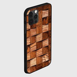 Чехол для iPhone 12 Pro Деревянные квадраты, цвет: 3D-черный — фото 2