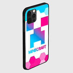 Чехол для iPhone 12 Pro Minecraft neon gradient style, цвет: 3D-черный — фото 2