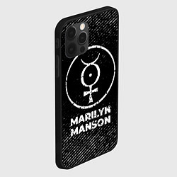 Чехол для iPhone 12 Pro Marilyn Manson с потертостями на темном фоне, цвет: 3D-черный — фото 2
