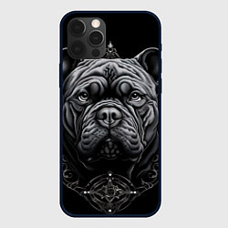 Чехол для iPhone 12 Pro Морда бульдога стиль тату, цвет: 3D-черный
