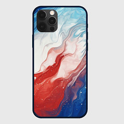 Чехол для iPhone 12 Pro Белый синий красный, цвет: 3D-черный