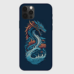 Чехол для iPhone 12 Pro Синий дракон от нейросети, цвет: 3D-черный