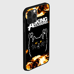 Чехол для iPhone 12 Pro Asking Alexandria рок кот и огонь, цвет: 3D-черный — фото 2