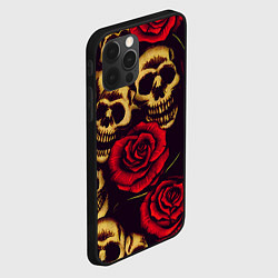 Чехол для iPhone 12 Pro Цветущие черепа с розой, цвет: 3D-черный — фото 2