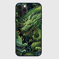 Чехол iPhone 12 Pro Зеленые драконы: арт нейросети