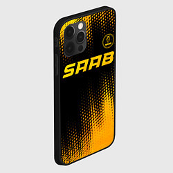 Чехол для iPhone 12 Pro Saab - gold gradient: символ сверху, цвет: 3D-черный — фото 2