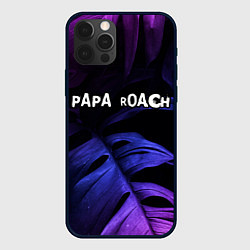 Чехол для iPhone 12 Pro Papa Roach neon monstera, цвет: 3D-черный