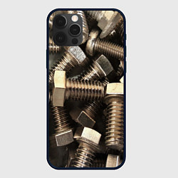 Чехол для iPhone 12 Pro Болты, цвет: 3D-черный