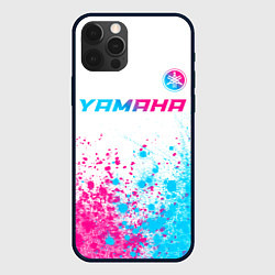 Чехол для iPhone 12 Pro Yamaha neon gradient style: символ сверху, цвет: 3D-черный
