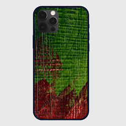 Чехол для iPhone 12 Pro Зелёная и бордовая текстура, цвет: 3D-черный