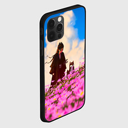 Чехол для iPhone 12 Pro Девушка самурай и сиба ину, цвет: 3D-черный — фото 2