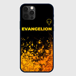 Чехол iPhone 12 Pro Evangelion - gold gradient: символ сверху