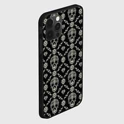 Чехол для iPhone 12 Pro Узор с черепами Pattern with skulls, цвет: 3D-черный — фото 2