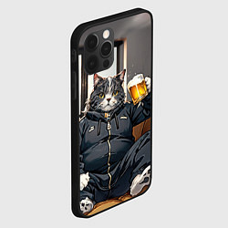 Чехол для iPhone 12 Pro Толстый кот со стаканом пива, цвет: 3D-черный — фото 2