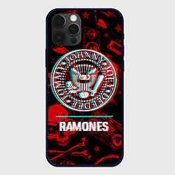 Чехол для iPhone 12 Pro Ramones rock glitch, цвет: 3D-черный