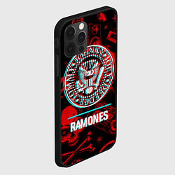 Чехол для iPhone 12 Pro Ramones rock glitch, цвет: 3D-черный — фото 2