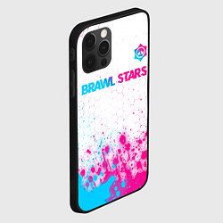 Чехол для iPhone 12 Pro Brawl Stars neon gradient style: символ сверху, цвет: 3D-черный — фото 2