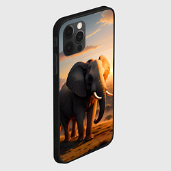 Чехол для iPhone 12 Pro Африканский слон в саванне, цвет: 3D-черный — фото 2