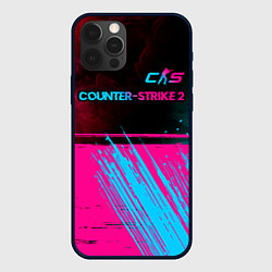 Чехол для iPhone 12 Pro Counter-Strike 2 - neon gradient: символ сверху, цвет: 3D-черный