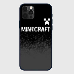 Чехол для iPhone 12 Pro Minecraft glitch на темном фоне: символ сверху, цвет: 3D-черный