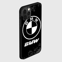 Чехол для iPhone 12 Pro BMW speed на темном фоне со следами шин, цвет: 3D-черный — фото 2