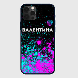 Чехол iPhone 12 Pro Валентина и неоновый герб России: символ сверху