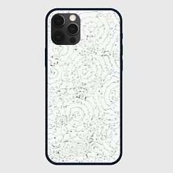 Чехол для iPhone 12 Pro Хаотичная черно-белая рябь - узор Хуф и Ся, цвет: 3D-черный