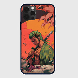 Чехол для iPhone 12 Pro Зоро на закате - One Piece, цвет: 3D-черный