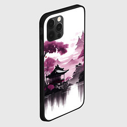 Чехол для iPhone 12 Pro Японские мотивы - фиолетовый, цвет: 3D-черный — фото 2