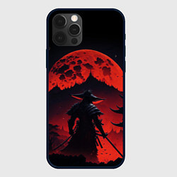 Чехол для iPhone 12 Pro Самурай, деревня и луна - мрачный, цвет: 3D-черный