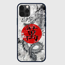 Чехол для iPhone 12 Pro Dragon - white grunge, цвет: 3D-черный