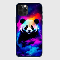 Чехол для iPhone 12 Pro Панда и краски, цвет: 3D-черный