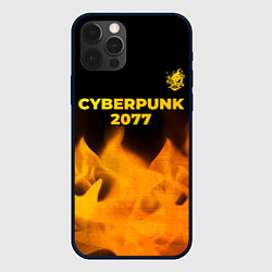 Чехол для iPhone 12 Pro Cyberpunk 2077 - gold gradient: символ сверху, цвет: 3D-черный