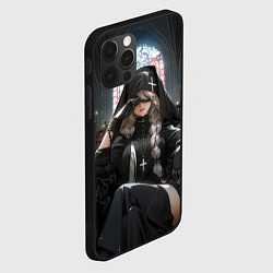 Чехол для iPhone 12 Pro Монашка 2b от нейросети, цвет: 3D-черный — фото 2