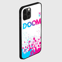 Чехол для iPhone 12 Pro Doom neon gradient style: символ сверху, цвет: 3D-черный — фото 2