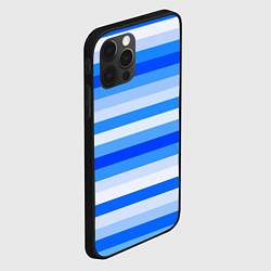 Чехол для iPhone 12 Pro Полосатый голубой, цвет: 3D-черный — фото 2