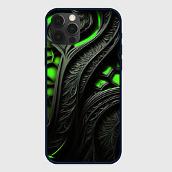 Чехол для iPhone 12 Pro Green black abstract, цвет: 3D-черный