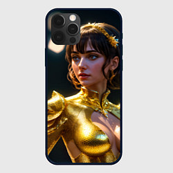 Чехол для iPhone 12 Pro Девушка в золотом чешуйчатом костюме, цвет: 3D-черный
