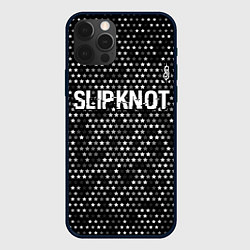 Чехол для iPhone 12 Pro Slipknot glitch на темном фоне: символ сверху, цвет: 3D-черный
