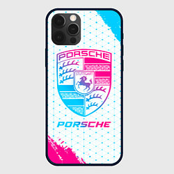 Чехол для iPhone 12 Pro Porsche neon gradient style, цвет: 3D-черный