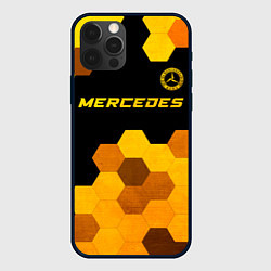Чехол для iPhone 12 Pro Mercedes - gold gradient: символ сверху, цвет: 3D-черный