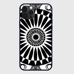 Чехол для iPhone 12 Pro Черно белый узор с радиусами, цвет: 3D-черный