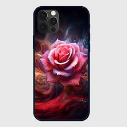 Чехол для iPhone 12 Pro Алая космическая роза - Нейросеть, цвет: 3D-черный