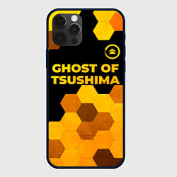 Чехол для iPhone 12 Pro Ghost of Tsushima - gold gradient: символ сверху, цвет: 3D-черный