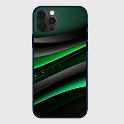 Чехол для iPhone 12 Pro Black green line, цвет: 3D-черный