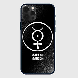 Чехол для iPhone 12 Pro Marilyn Manson glitch на темном фоне, цвет: 3D-черный