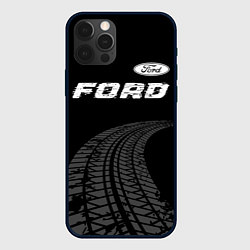 Чехол для iPhone 12 Pro Ford speed на темном фоне со следами шин: символ с, цвет: 3D-черный