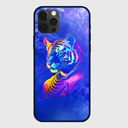 Чехол для iPhone 12 Pro Neon tiger - neural network, цвет: 3D-черный